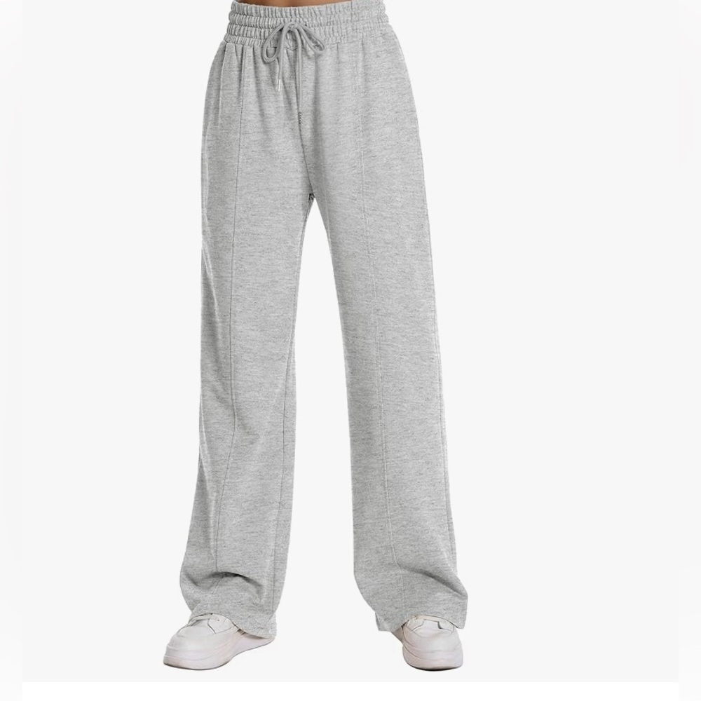 Wide leg sweatpants thick waist band heather grey medium
